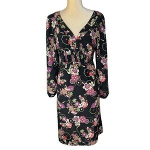 Loft dress with floral print and smocked elastic waist Size 6